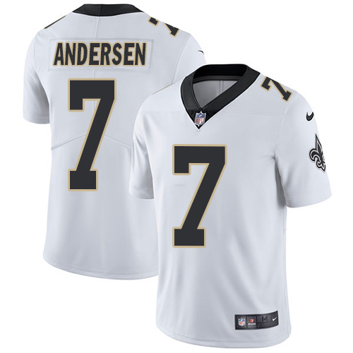 Nike Saints #7 Morten Andersen White Men's Stitched NFL Vapor Untouchable Limited Jersey - Click Image to Close